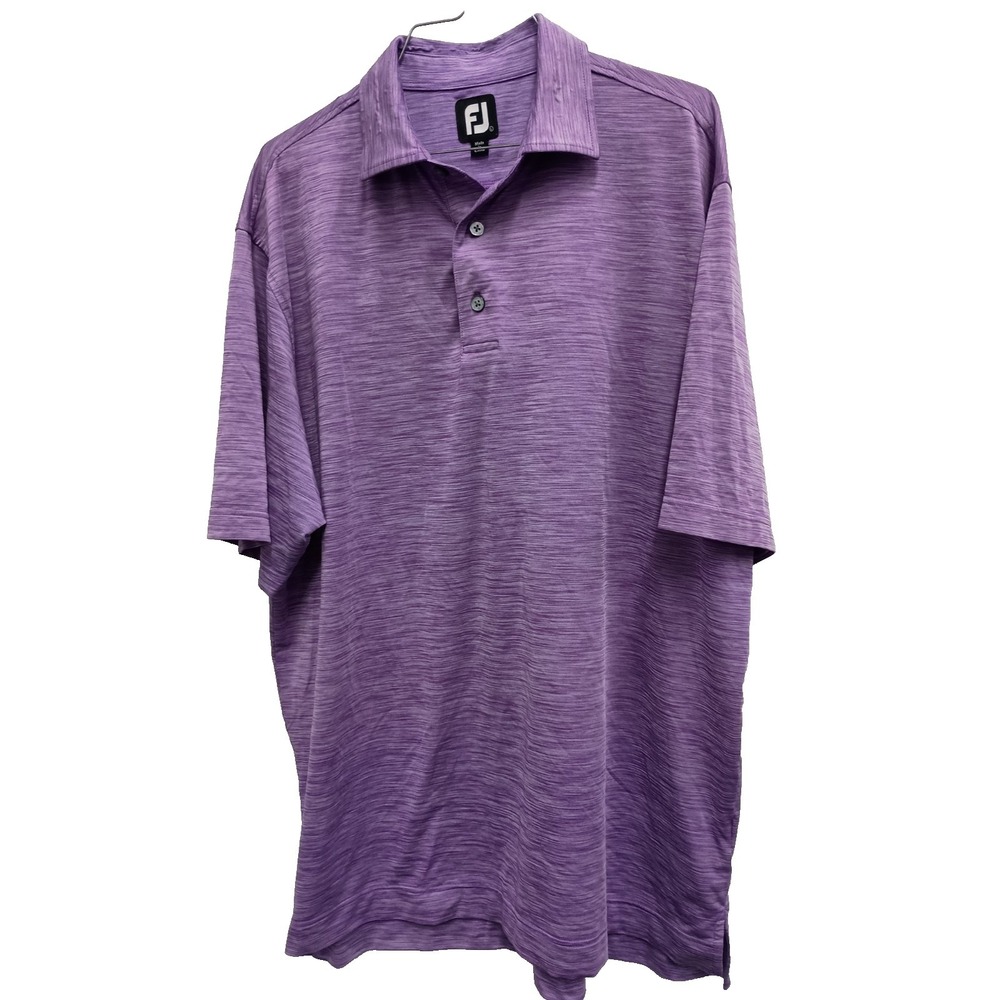 FJ Fott Joy Mens Polo Shirt Large Purple Short Sleeve 1/4 Button Golf Preppy